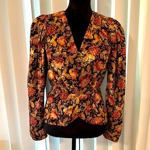 Express blouse black shimmering red flowers brand new with tags